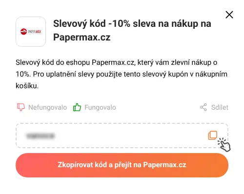 Návod jak zkopírovat slevový kód Papermax.cz