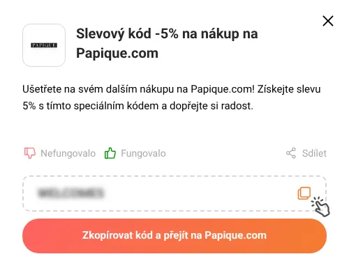 Návod jak zkopírovat slevový kód Papique.com