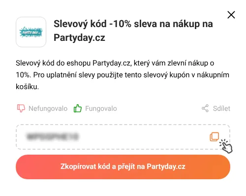Návod jak zkopírovat slevový kupón Partyday.cz