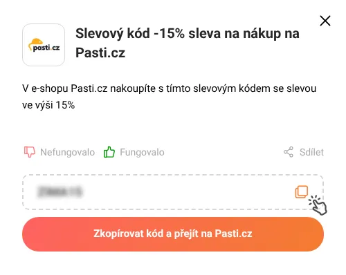 Návod jak zkopírovat slevový kód Pasti.cz
