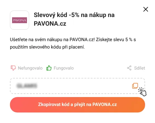 Návod jak zkopírovat slevový kód PAVONA.cz