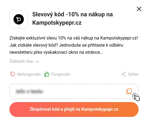 Návod jak zkopírovat slevový kód Kampotskypepr.cz