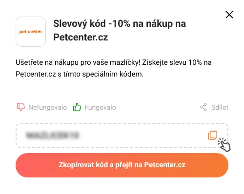 Návod jak zkopírovat slevový kupón Petcenter.cz