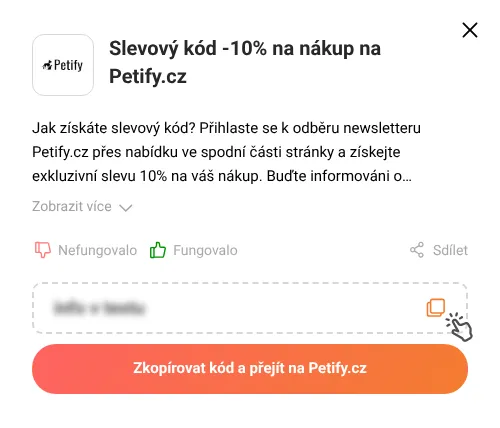 Návod jak zkopírovat slevový kupón Petify.cz