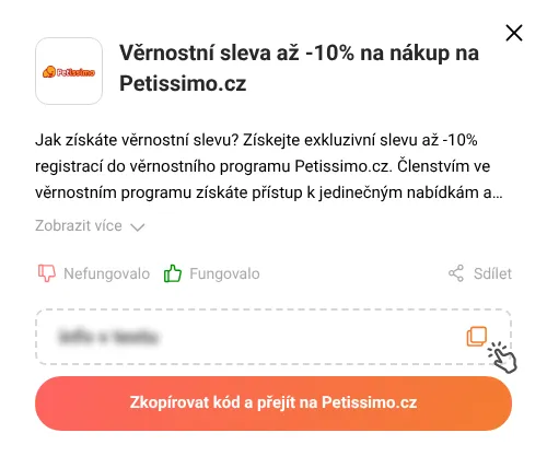 Návod jak zkopírovat slevový kupón Petissimo.cz
