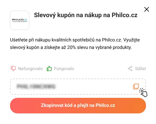Návod jak zkopírovat slevový kupón Philco.cz