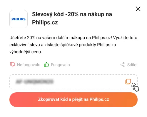 Návod jak zkopírovat slevový kód Philips.cz