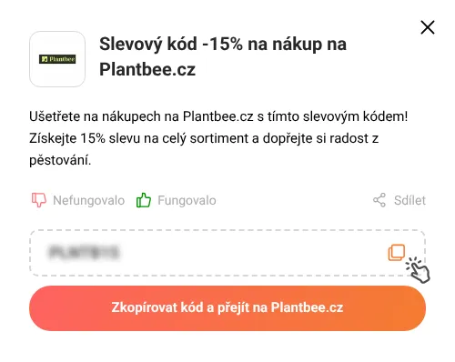 Návod jak zkopírovat slevový kód Plantbee.cz