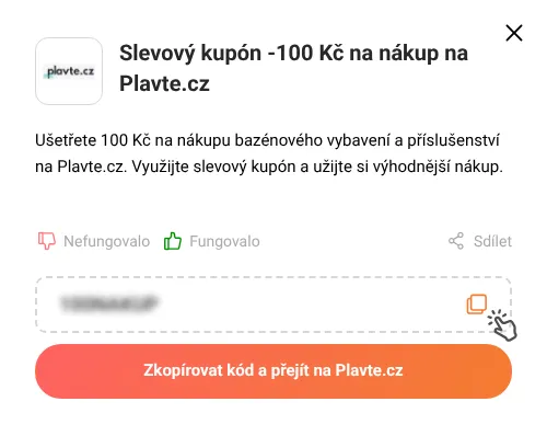 Návod jak zkopírovat slevový kód Plavte.cz