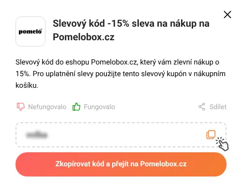 Návod jak zkopírovat slevový kód Pomelobox.cz