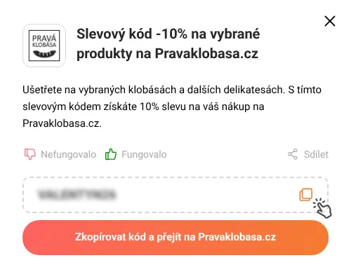 Návod jak zkopírovat slevový kupón Pravaklobasa.cz
