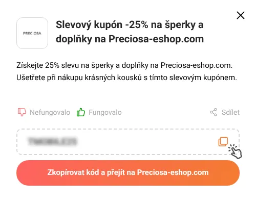 Návod jak zkopírovat slevový kupón Preciosa-eshop.com