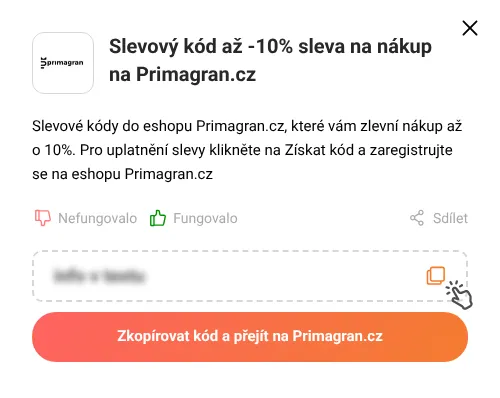 Návod jak zkopírovat slevový kupón Primagran.cz
