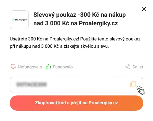 Návod jak zkopírovat slevový kód Proalergiky.cz