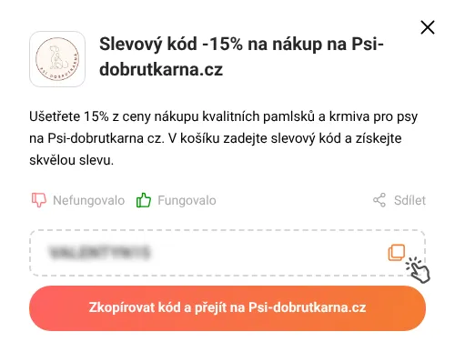 Návod jak zkopírovat slevový kupón Psi-dobrutkarna.cz