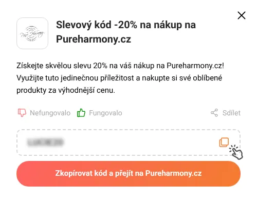 Návod jak zkopírovat slevový kupón Pureharmony.cz