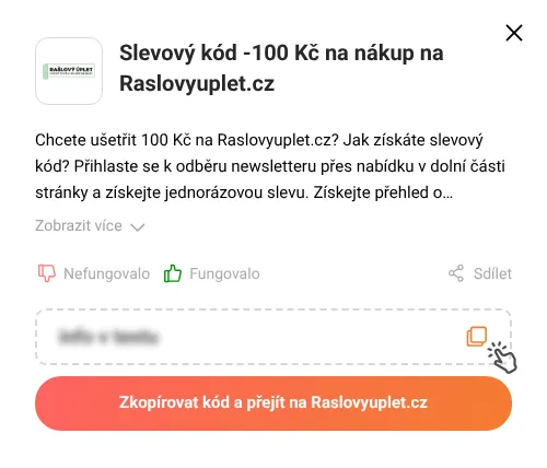 Návod jak zkopírovat slevový kupón Raslovyuplet.cz