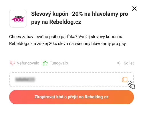 Návod jak zkopírovat slevový kód Rebeldog.cz