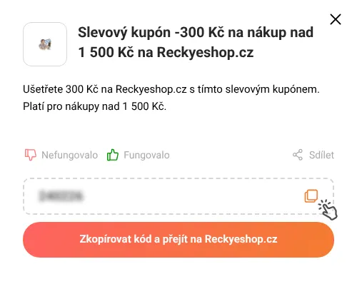 Návod jak zkopírovat slevový kód Reckyeshop.cz