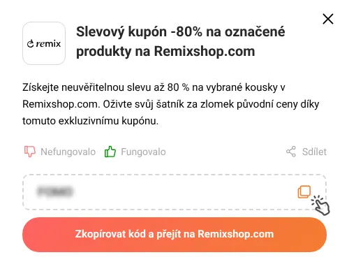 Návod jak zkopírovat slevový kód Remixshop.com