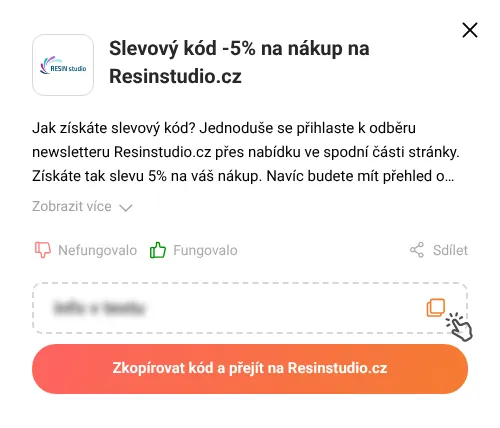 Návod jak zkopírovat slevový kupón Resinstudio.cz