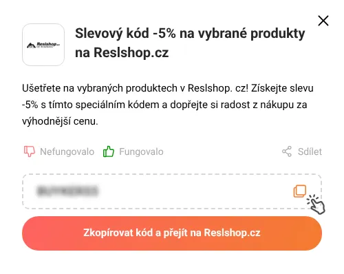 Návod jak zkopírovat slevový kód Reslshop.cz