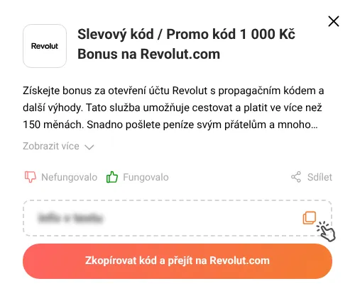 Návod jak zkopírovat promo kód Revolut.com