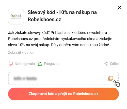 Návod jak zkopírovat slevový kupón Robelshoes.cz