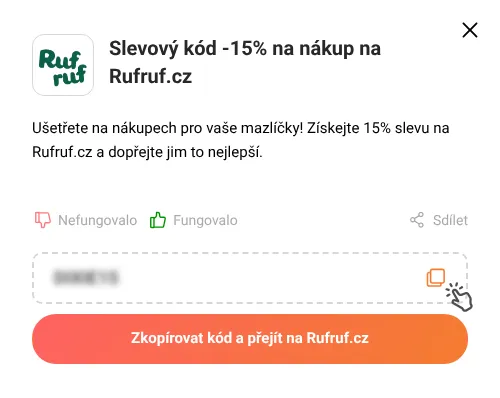 Návod jak zkopírovat slevový kód Rufruf.cz