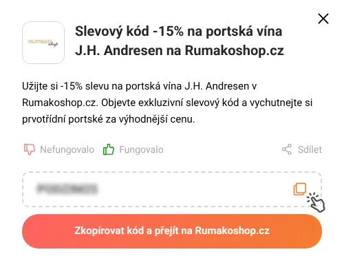 Návod jak zkopírovat slevový kód Rumakoshop.cz