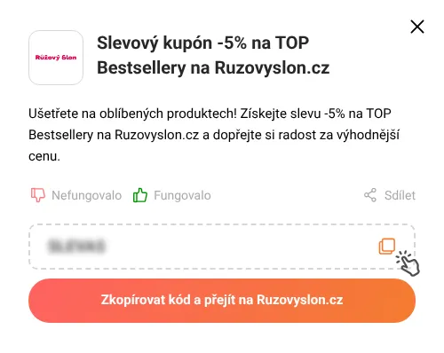 Návod jak zkopírovat slevový kupón Ruzovyslon.cz