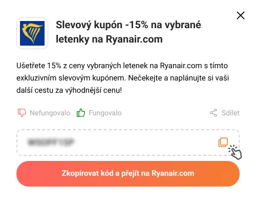 Návod jak zkopírovat slevový kód Ryanair.com