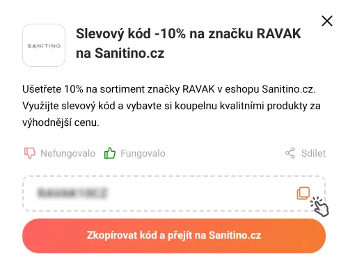 Návod jak zkopírovat slevový kód Sanitino.cz