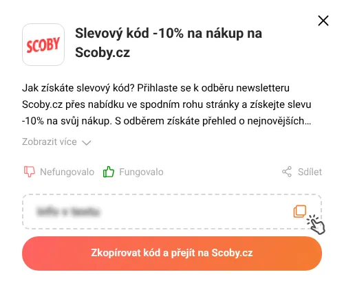 Návod jak zkopírovat slevový kupón Scoby.cz