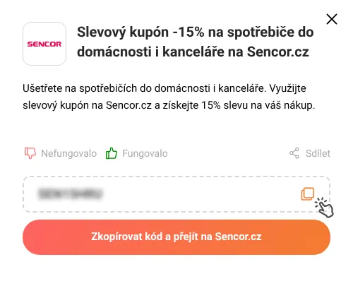 Návod jak zkopírovat slevový kód Sencor.cz