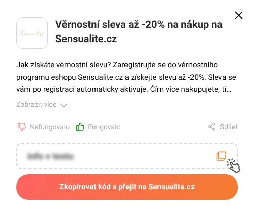 Návod jak zkopírovat slevový kód Sensualite.cz