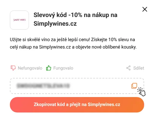 Návod jak zkopírovat slevový kód Simplywines.cz
