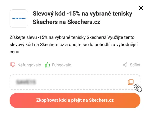 Návod jak zkopírovat slevový kód Skechers.cz