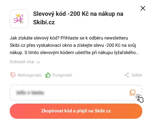 Návod jak zkopírovat slevový kupón Skibi.cz