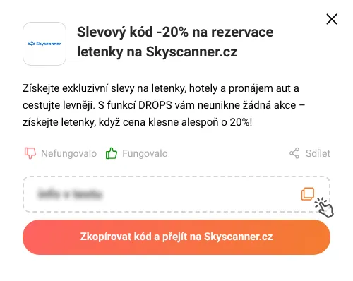 Návod jak zkopírovat slevový kód Skyscanner.cz