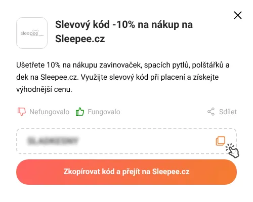 Návod jak zkopírovat slevový kupón Sleepee.cz