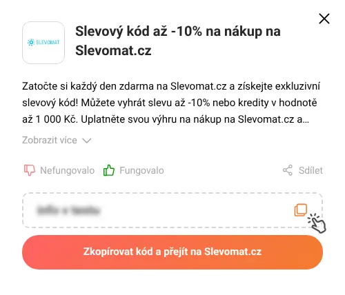 Návod jak zkopírovat slevový kód Slevomat.cz