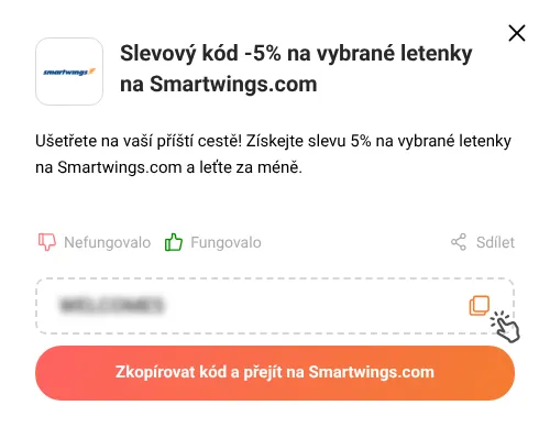 Návod jak zkopírovat slevový kód Smartwings.com