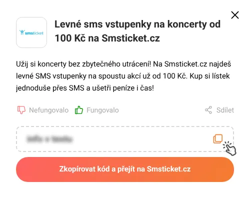 Návod jak zkopírovat slevový kód Smsticket.cz