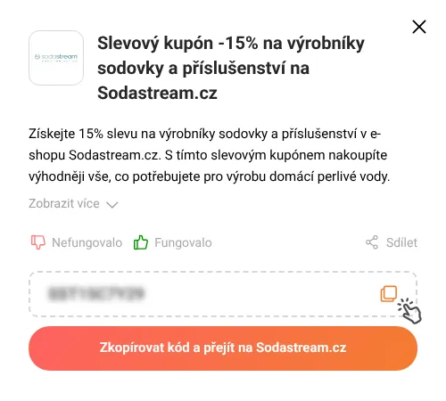 Návod jak zkopírovat slevový kód Sodastream.cz