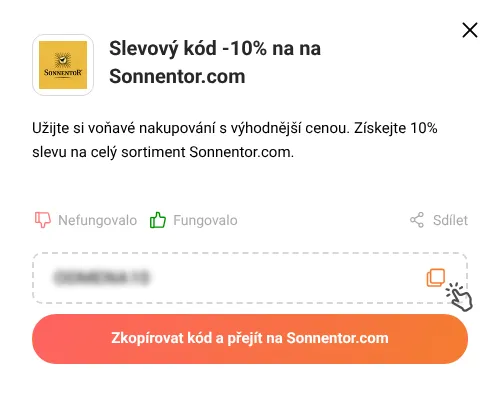 Návod jak zkopírovat slevový kód Sonnentor.com