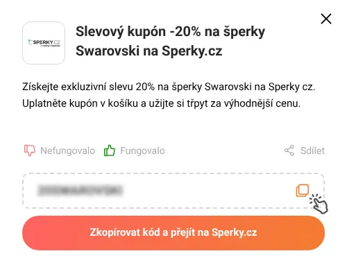 Návod jak zkopírovat slevový kód Sperky.cz
