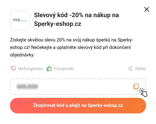 Návod jak zkopírovat slevový kód Sperky-eshop.cz