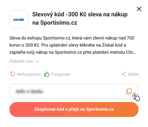Návod jak zkopírovat slevový kód Sportisimo.cz