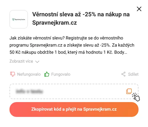 Návod jak zkopírovat slevový kupón Spravnejkram.cz